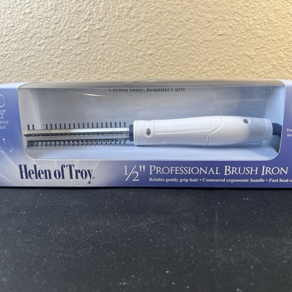 Helen of Troy 1512 Curling Brush Iron White Mini 1/2" Barrel Hair Styling - New